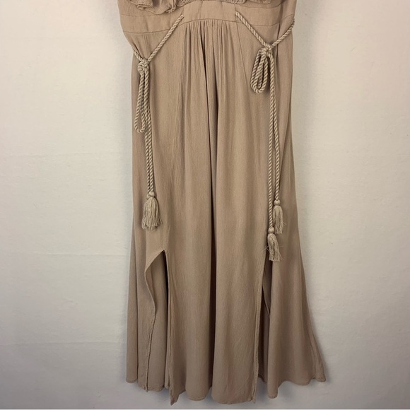 Baltic Born Jennifer Deep V Beige Maxi Dress - Picture 3 of 10